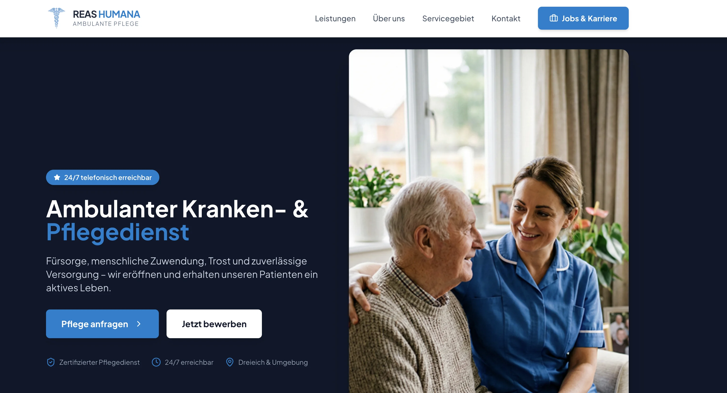 Webseite für REAS HUMANA Pflegedienst